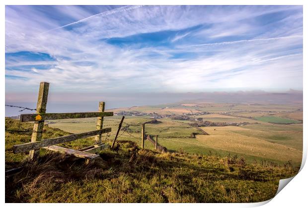St Catherines Down Print by Wight Landscapes