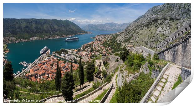 Steps leading to the Fort overlooking Kotor Print by Jason Wells