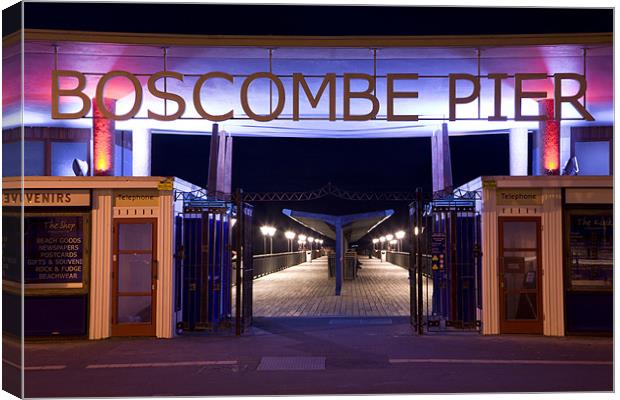 Boscombe Pier at night Canvas Print by Ian Middleton