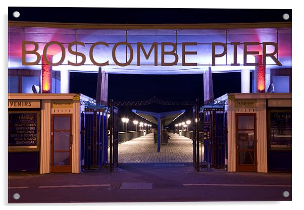 Boscombe Pier at night Acrylic by Ian Middleton