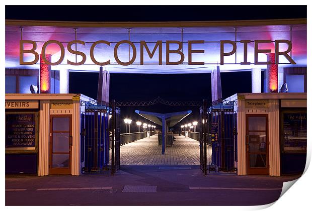 Boscombe Pier at night Print by Ian Middleton