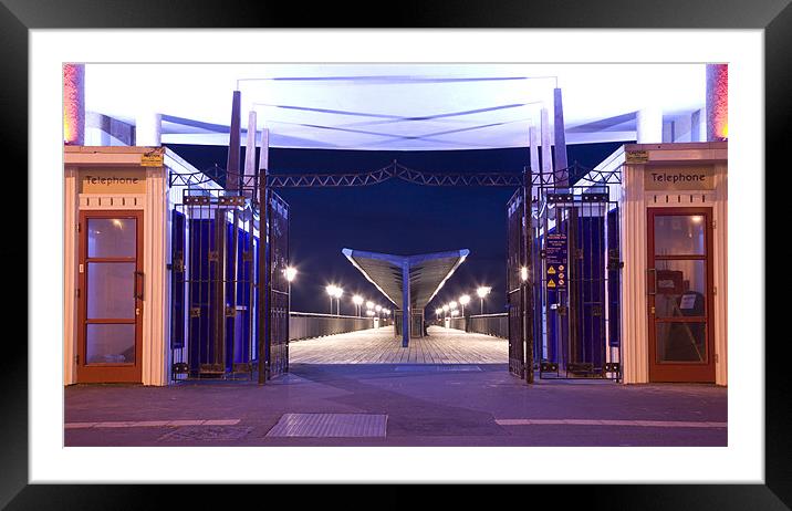 Boscombe Pier at night Framed Mounted Print by Ian Middleton