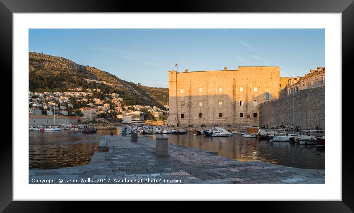 Sunset by Dubrovnik harbour Framed Mounted Print by Jason Wells