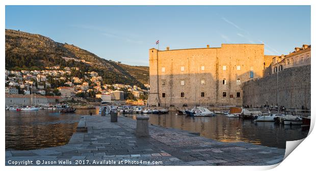 Sunset by Dubrovnik harbour Print by Jason Wells
