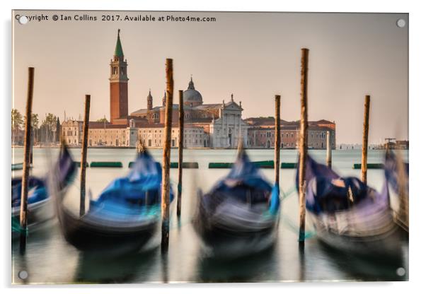 Gondolas and Beyond, Venice Acrylic by Ian Collins