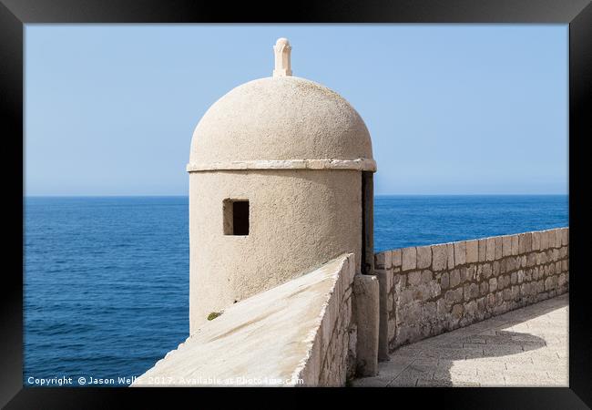 Look out tower on Dubrovnik's city walls Framed Print by Jason Wells