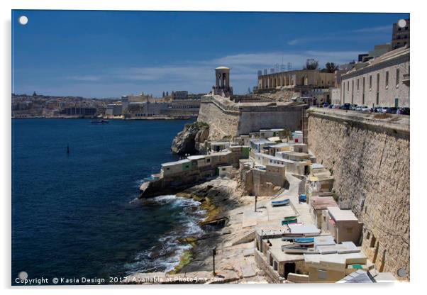 Small Harbour near St. Elmo Fort, Valletta Acrylic by Kasia Design