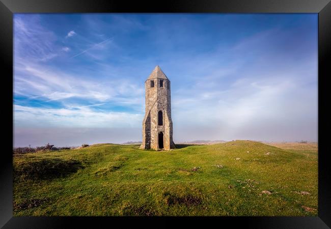 St Catherines Oratory The Pepperpot Framed Print by Wight Landscapes