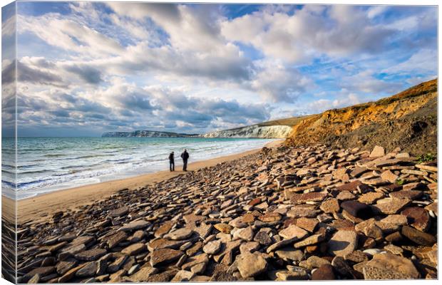 Compton Bay Beach Rock Party Canvas Print by Wight Landscapes