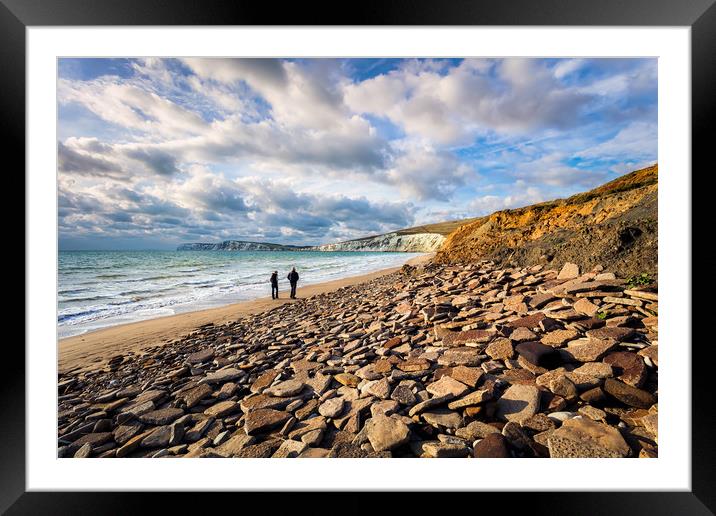 Compton Bay Beach Rock Party Framed Mounted Print by Wight Landscapes