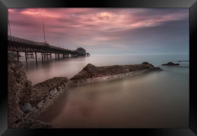Mumbles pier sunset Framed Print by Leighton Collins