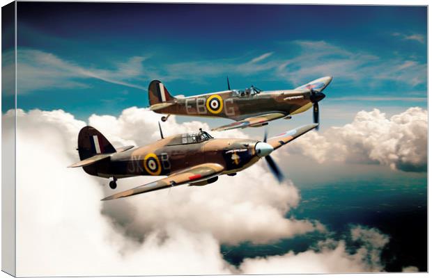 BBMF Spitfire and Hurricane Canvas Print by J Biggadike