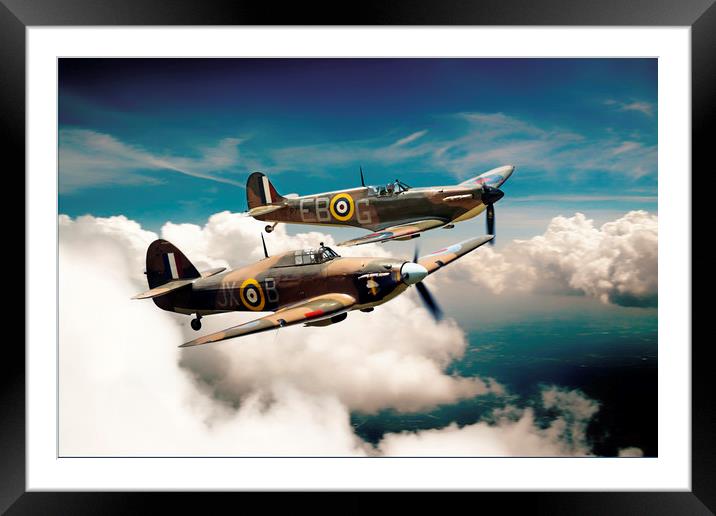 BBMF Spitfire and Hurricane Framed Mounted Print by J Biggadike
