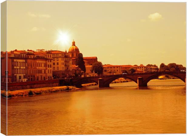 river arno scene florence Canvas Print by paul ratcliffe