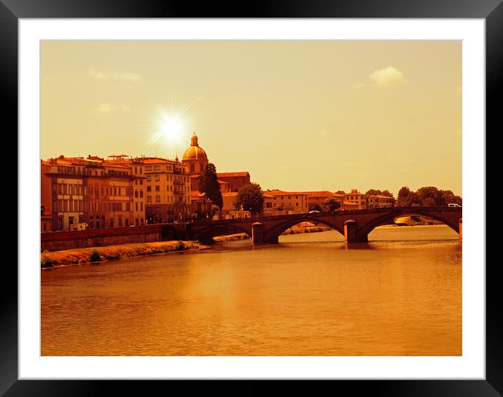 river arno scene florence Framed Mounted Print by paul ratcliffe