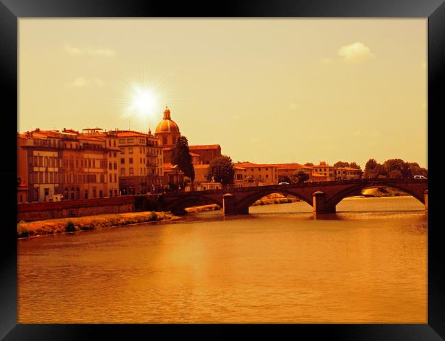 river arno scene florence Framed Print by paul ratcliffe