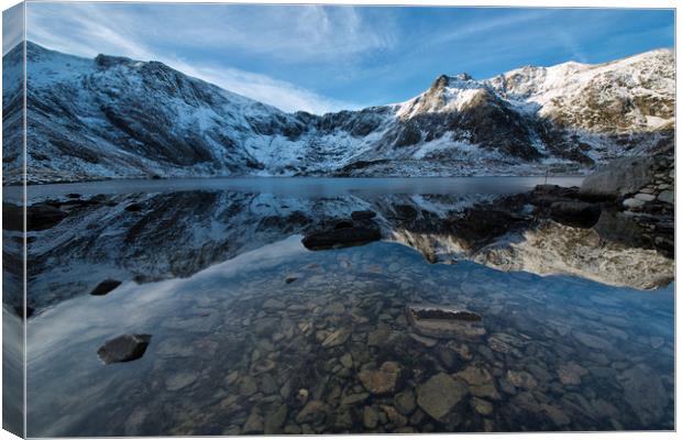 Cwm Idwal in the grip of winter Canvas Print by Rory Trappe