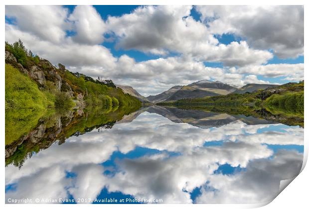 Lake Padarn Snowdonia Print by Adrian Evans