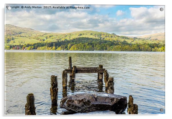Old Jetty Looking Over Lake Windermere Acrylic by Andy Morton