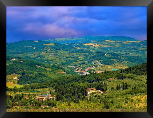 Tuscan landscape above firenze Framed Print by paul ratcliffe