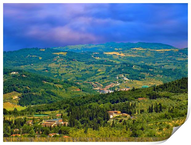 Tuscan landscape above firenze Print by paul ratcliffe