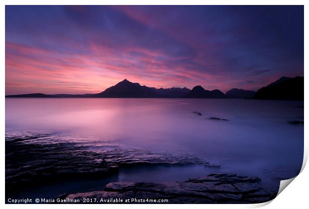 Cuillins at Sunset Print by Maria Gaellman