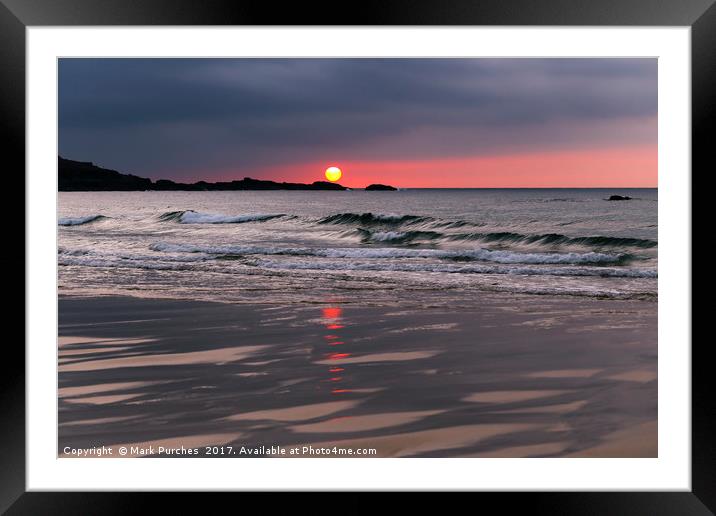 Beautiful St Ives Sunset, Porthmeor Beach Cornwall Framed Mounted Print by Mark Purches