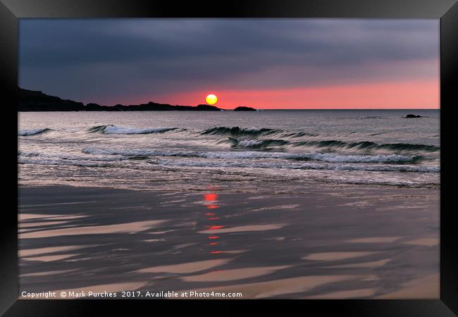 Beautiful St Ives Sunset, Porthmeor Beach Cornwall Framed Print by Mark Purches