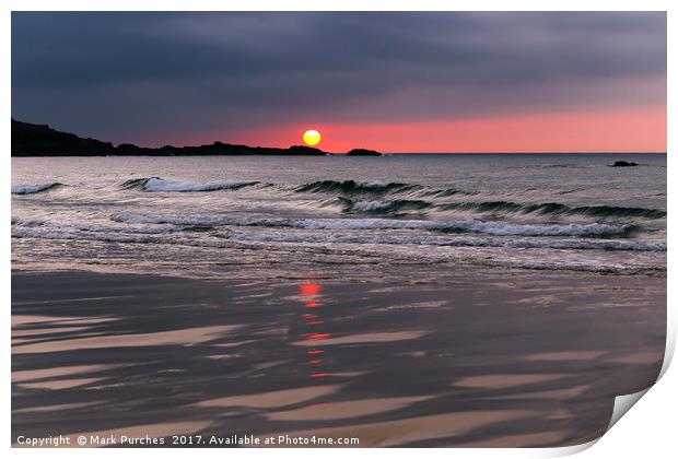 Beautiful St Ives Sunset, Porthmeor Beach Cornwall Print by Mark Purches