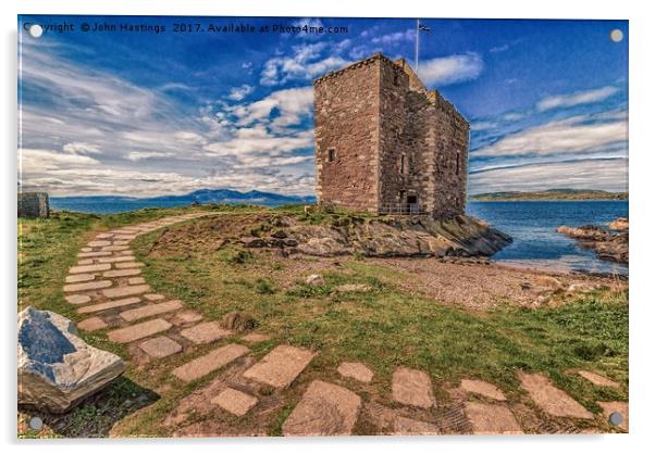 Portencross Castle Acrylic by John Hastings
