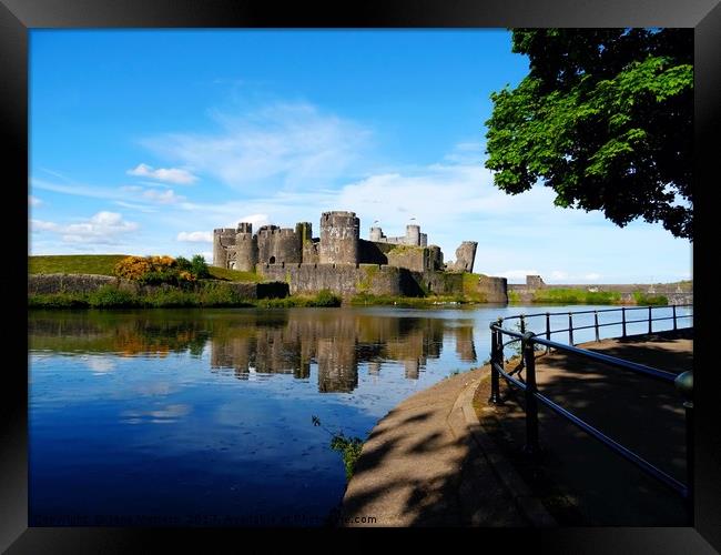 Caerphilly Castle                                Framed Print by Jane Metters