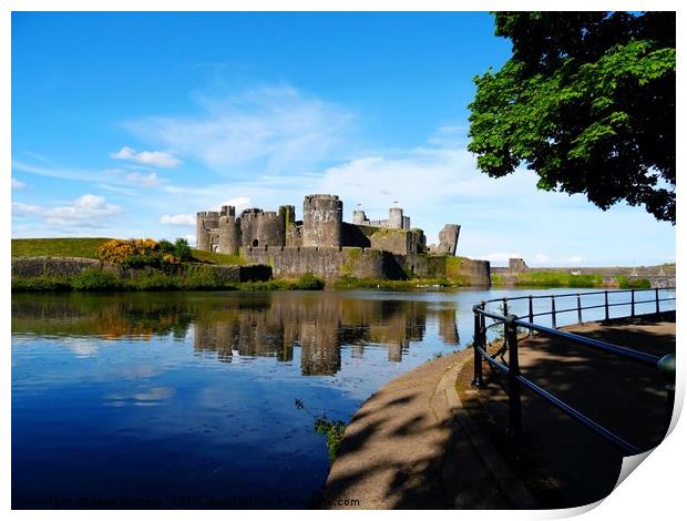 Caerphilly Castle                                Print by Jane Metters
