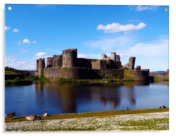 A View of Caerphilly Castle  Acrylic by Jane Metters