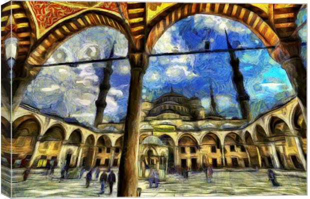 The Blue Mosque Istanbul Art Canvas Print by David Pyatt