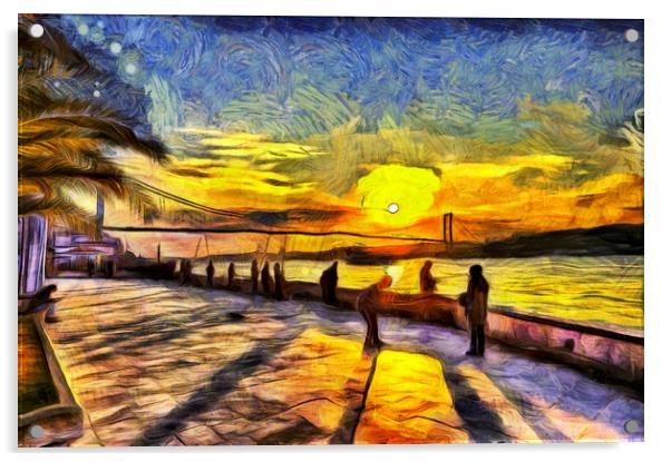 Bosphorus Istanbul Sunset Art Acrylic by David Pyatt