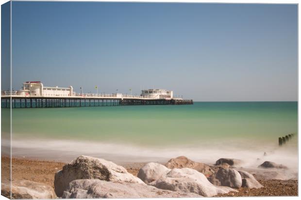Worthing  Beach View Canvas Print by Clive Eariss