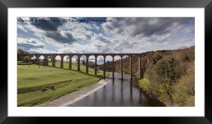Leaderfoot Viaduct spanning the river Tweed in the Framed Mounted Print by George Cairns
