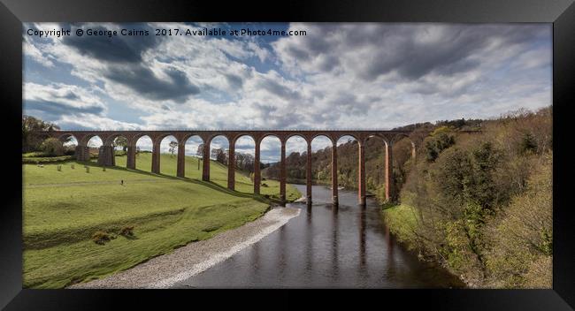 Leaderfoot Viaduct spanning the river Tweed in the Framed Print by George Cairns