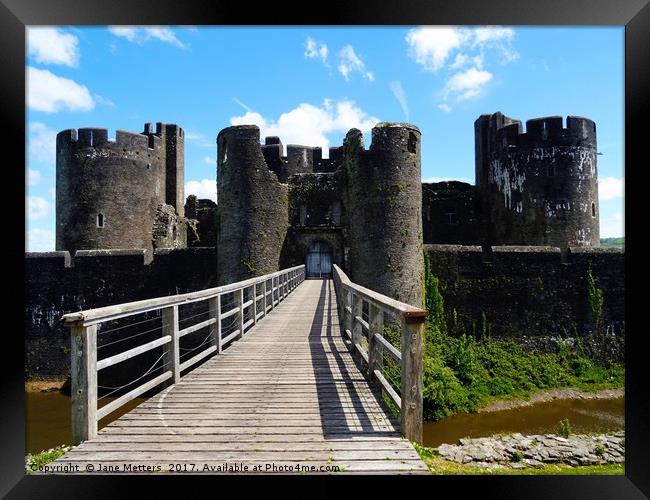 The Back of Caerphilly Castle                      Framed Print by Jane Metters