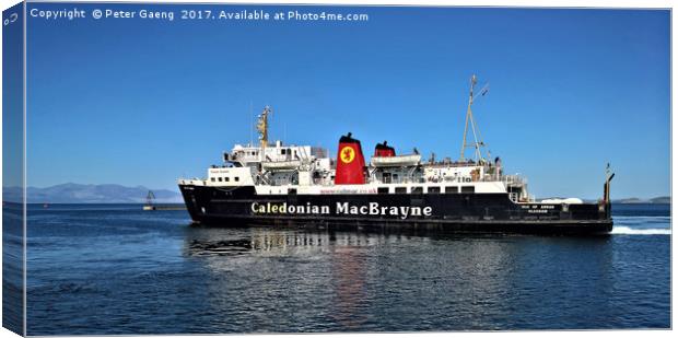 MV Isle of Arran leaving Ardrossan Hardour scotlan Canvas Print by Peter Gaeng