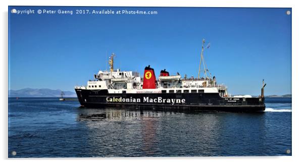 MV Isle of Arran leaving Ardrossan Hardour scotlan Acrylic by Peter Gaeng