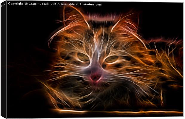 Electric effect Glowing Cat Canvas Print by Craig Russell