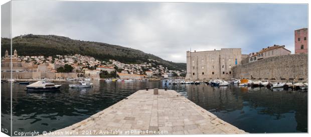 Panorama of Dubrovnik's old harbour Canvas Print by Jason Wells