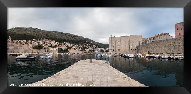 Panorama of Dubrovnik's old harbour Framed Print by Jason Wells