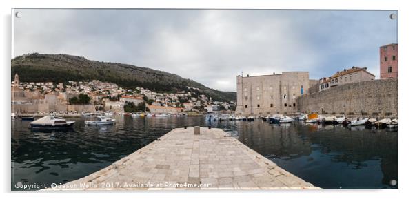 Panorama of Dubrovnik's old harbour Acrylic by Jason Wells