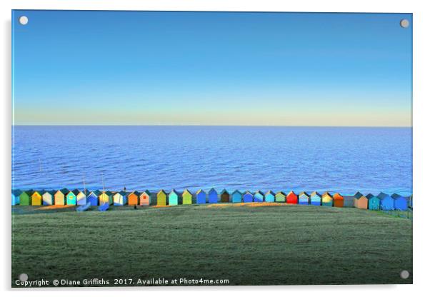 Tankerton Beach Huts near Herne Bay Acrylic by Diane Griffiths