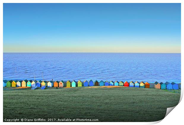 Tankerton Beach Huts near Herne Bay Print by Diane Griffiths