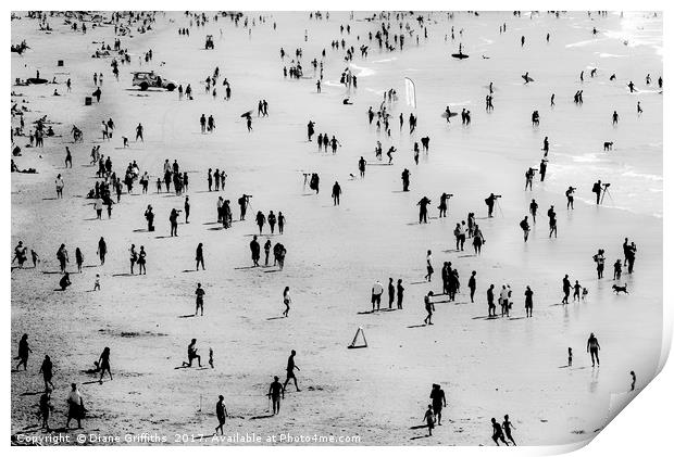 Busy Fistral Beach during Boardmasters, Newquay Print by Diane Griffiths