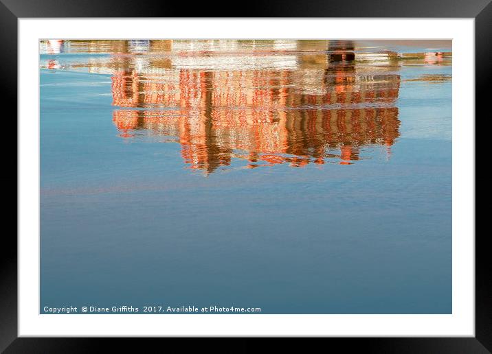 The Headland Hotel Reflected Framed Mounted Print by Diane Griffiths