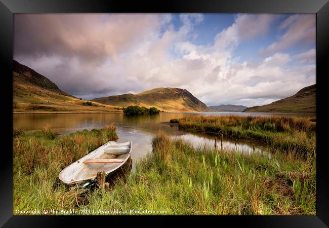Nether How Boat, Crummock Water Framed Print by Phil Buckle